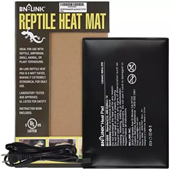 BN-LINK Reptile Heating Pad Electric Indoor Under Tank Terrarium Heating Mat Waterproof For Turtles, Lizards, Frogs, And Other Reptiles