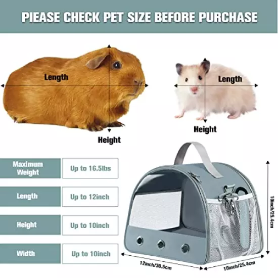 KIKIMINK Small Pet Carrier Bag, Guinea Pig Carrier, Hamster Hedgehog Cage, Portable Small Animal Bag, Breathable Bird Rat Bunny Squirrel Carrier, Travel Carrier Outdoor Handbag