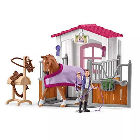 Schleich Horse Club 13-Piece Horse Toy for Girls and Boys Ages 5+, Horse Wash Area with Stall (72177)