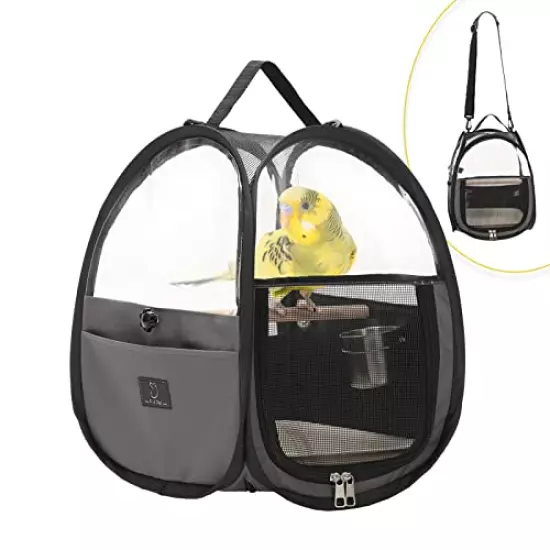 A4pet Bird Travel Carrier Parrot Carrier Transparent Breathable Bird Cage,Include Bottom Tray for Easy Cleaning