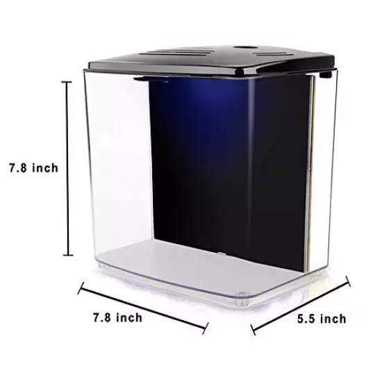 FREESEA 1.2 Gallon Betta Aquarium Fish Tank with LED Light and Filter Pump