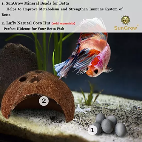 SunGrow Tourmaline Balls for Betta, Water Conditioner with Over 30 Beneficial Elements, Freshwater Fish Tank Decorations