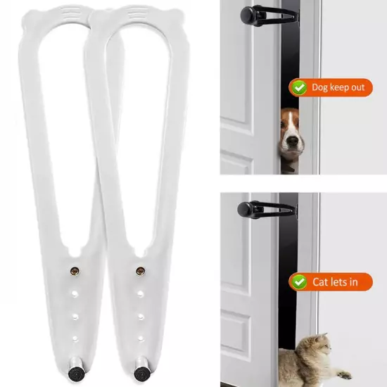 2PCS Cat Door Holder Latch, Adjustable Cat Door Alternative, No Need for Baby Gate and Pet Door Installs Fast Flex Latch Strap Let's Cats in and Keeps Dogs Out of Litter & Food, Dog Proof Door Lock