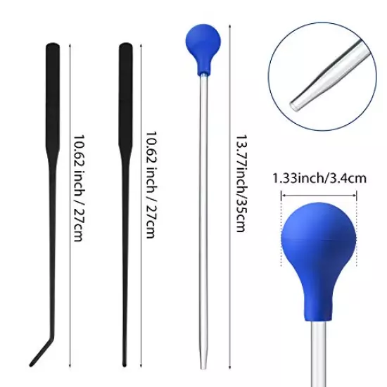 3 Pieces Axolotl Tank Accessories, Extra Long Tweezers for Aquarium, Coral Feeder Long Syringe, Fish Feeding Tongs Tweezers for Reef Roids Aquatic Plant Spider Snake Lizard