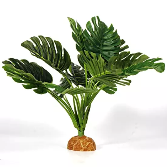 WOLEDOE Fake Monstera Plants, Reptile Terrarium Decor, Bearded Dragon Tank Accessories Fit Crested Gecko Leopard Lizard Chameleon Ball Python Snake Frog