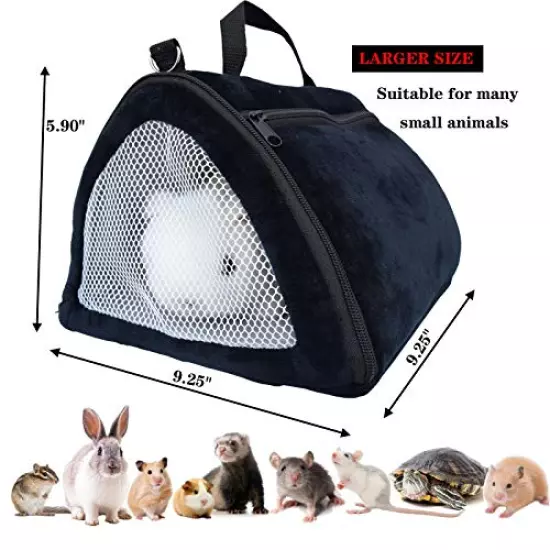 Asoract Hamster Carrier Bag,Super Soft Coral Fleece Small Animal Carriers Portable Outgoing Travel Tote Bag with Strap for Hedgehog Squirrel Mice Rats Sugar Glider and Other Small Pets