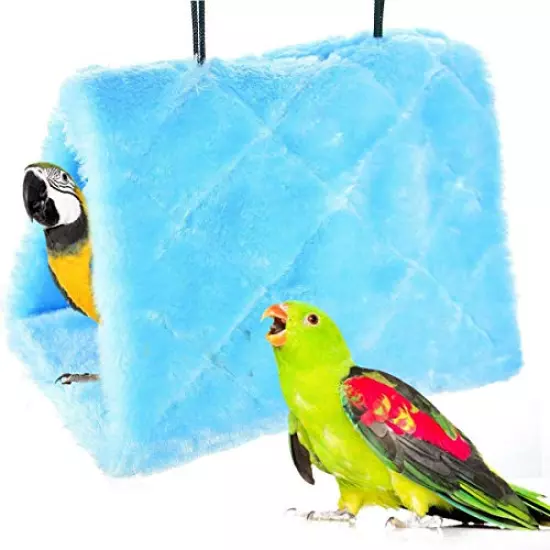 Winter Warm Bird Nest House Shed Hut Hanging Hammock Finch Cage Plush Fluffy Birds Hut Hideaway for Hamster Parrot Macaw Budgies Eclectus Parakeet Cockatiels Cockatoo Lovebird