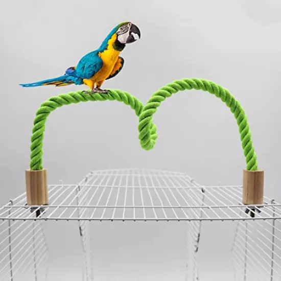 2 Pack Bird Hemp Rope Perch Swing, Bird Cage Stand Pole Accessories, Paw Grinding Standing Climbing Perch for Parrot, Parakeet, Budgies, Lovebirds