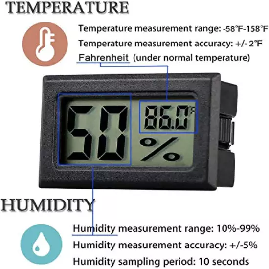 BETAZOOER 3 Pack Mini Reptile Hygrometer Thermometer Digital Indoor Humidity Gauge Monitor With Temperature Meter Sensor Fahrenheit (℉) 3pack