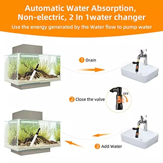 enomol Gravel Vacuum for Aquarium Water Changer Fish Tank Cleaning Tools,Siphon Universal Quick Pump Aquarium Water Changing