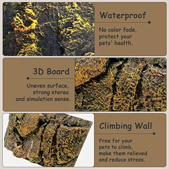 Tfwadmx Rock Terrarium Background 3D Reptile Tank Background Board Amphibian Stereo Backdrop Wall Decoration Snake Habitat Decor for Lizard Bearded Dragon Gecko Spider Chameleon Turtle Fish