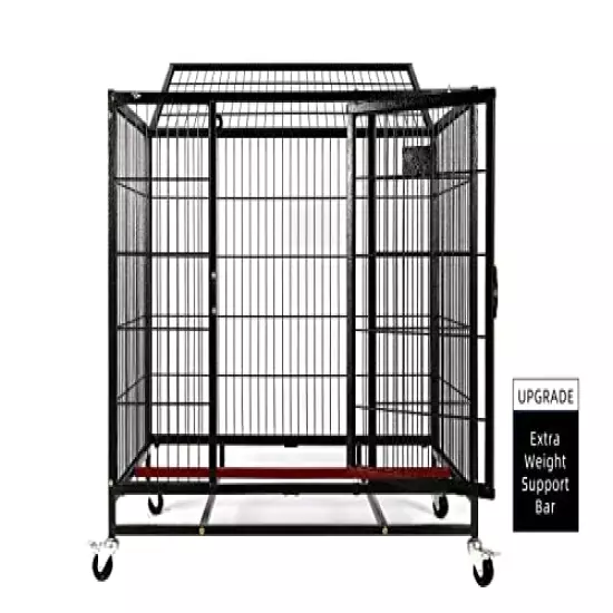 37" Homey Pet Heavy Duty Metal Open Top Cage w/ Floor Grid, Casters and Tray