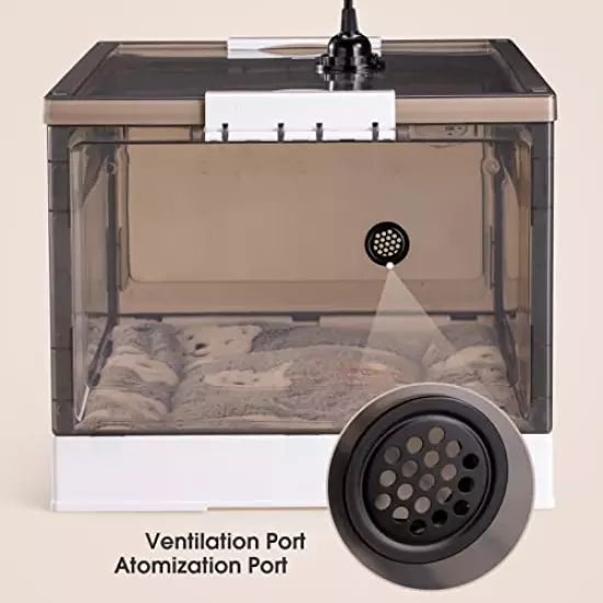 Incubator for Newborn Puppies and Kittens, Nebulized Oxygen Intensive Care Unit for Dogs and Cats, Pet incubator With Nebulization Kit and Pet Heating Iamp, Temperature Detection and Cotton Pad