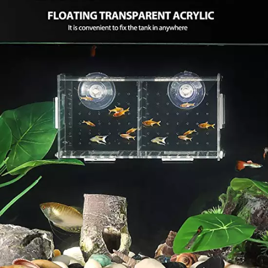 balacoo Aquarium Fish Breeding Box - Transparent Acrylic Fish Tank Isolation Hatchery Hanging Incubator for Shrimp Clownfish Baby Fishes (Suction Cup 101011cm)