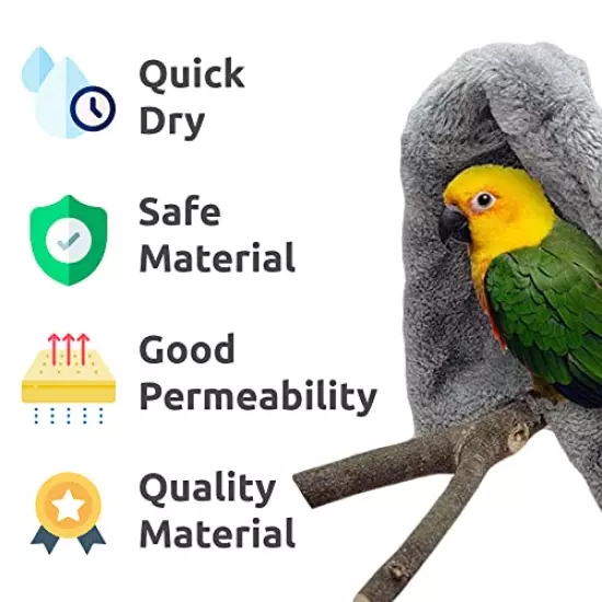 SIMENA Bird Buddy, Corner Fleece Bird Blanket, Cozy Bird Bed Warmer Parrot House for Cage, Cuddle Nest Hanging Toy for Lovebirds, Parakeet