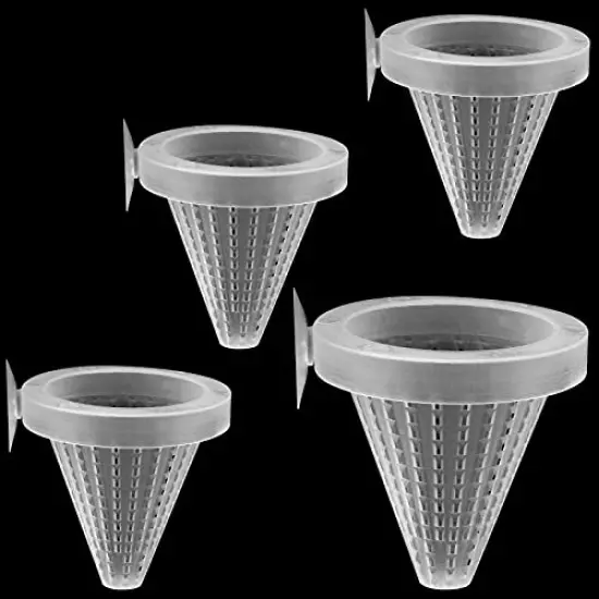 WEAVERBIRD 4PCS Aquarium Nematode Feeder, Live Blood Worm Plastic Cone Cup Shape Basket Feeder for Feeding Fish with Suckers