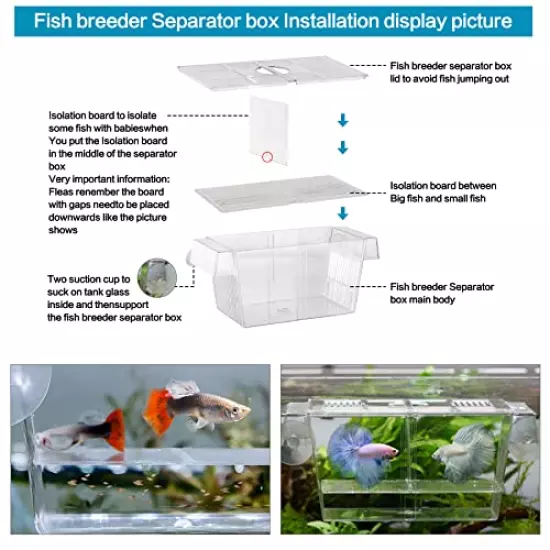 Fish Egg Incubator Tumbler Aquarium Cichlids Fish Hatchery with Aquarium air Pump，Isolation Fish Breeding Box, Small Fish net and Small Aquarium tweezer