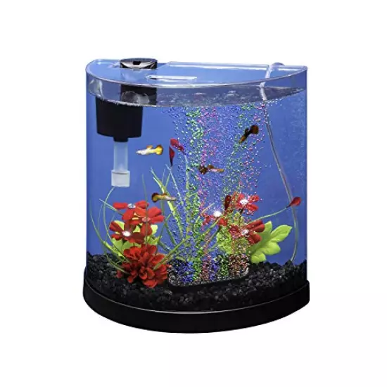 Tetra ColorFusion Half-Moon Shape with Bubbler and Color-Changing Light Disc Aquarium Kit