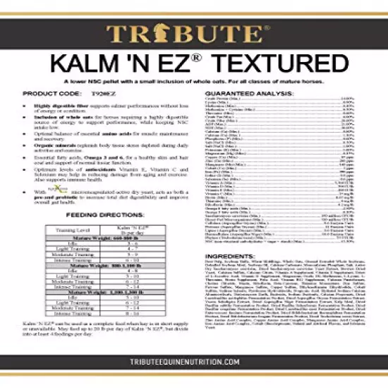 TRIBUTE Kalmbach Feeds Kalm 'N Ez Textured for Horse, 50 lb