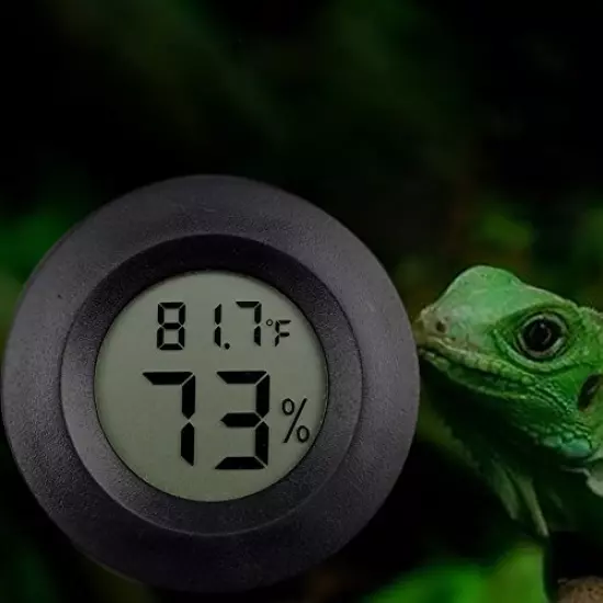 OMEM 2 Pack Digital Reptile Thermometer Switchable Celsius Fahrenheit Lizard Spider Tortoise Terrarium Tank Hygrometer (Black)