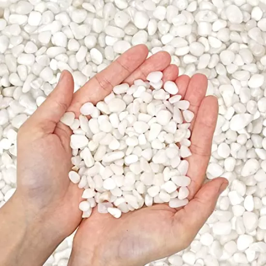 1.6LB Natural Polished Decorative White Pebbles - Small Stones 3/8" Gravel Size,River Rocks Pebbles for Plants, Home DIY Decor,Aquarium Gravel,Vase Fillers,Fairy Garden,Landscaping Outdoor Stones