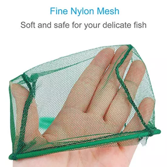 Pawfly 4 Inch Aquarium Net Fine Mesh Small Fish Catch Nets with Plastic Handle - Green