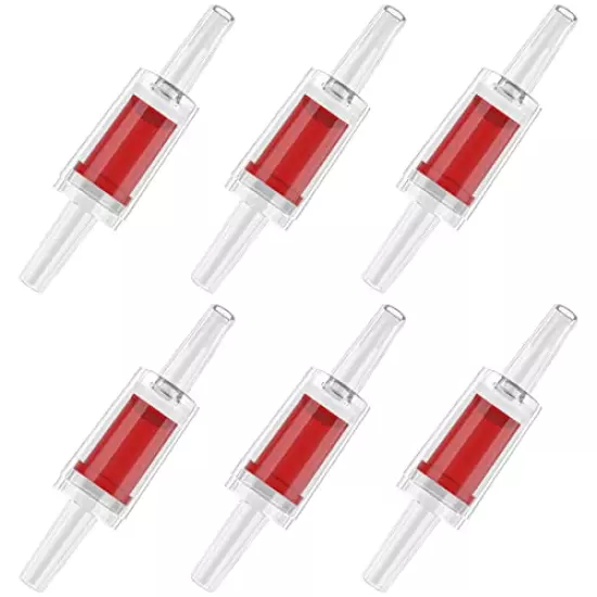 Pawfly 6 PCS Aquarium Check Valves for Common Air Pumps Red Plastic One-Way Non-Return Valves Pump Protectors for Standard 3/16 Inch Airline Tubing Fish Tank Accessories for Aeration Setup