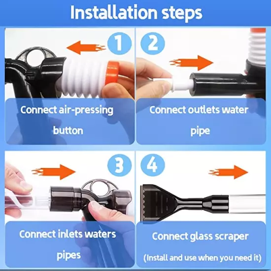 STARROAD-TIM Fish Tank Aquarium Gravel Cleaner Kit Long Nozzle Water Changer for Water Changing and Filter Gravel Cleaning with Air-Pressing Button and Adjustable Water Flow Controller