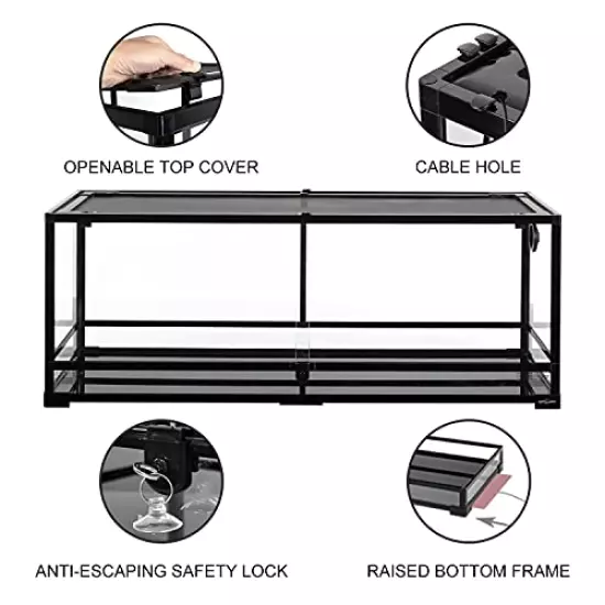 REPTI ZOO 67 Gallon Reptile Large Terrarium Newly Upgraded All Glass 48" X 18" X 18" Double Hinge Door With Top Ventilation Reptile Terrarium(Knock-Down)