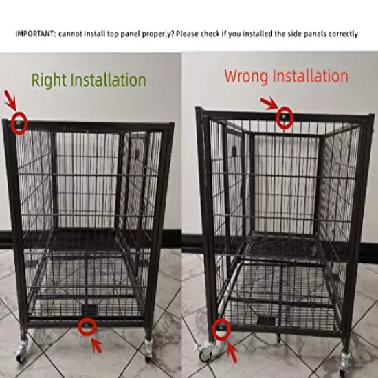 37" Homey Pet Heavy Duty Metal Open Top Cage w/ Floor Grid, Casters and Tray