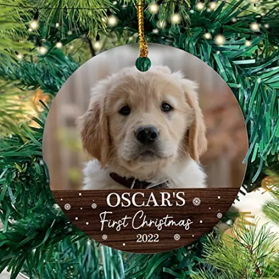 Dog's First Christmas Photo Ornament, Personalized Dog Christmas Photo Ornament, Custom Photo Memorial Gift to Dog Lover, Dog Christmas Ornament 2022, Pet Memorial Ornament, Christmas Ornament