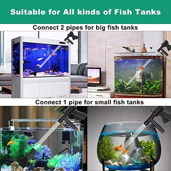 FREESEA Fish Tank Gravel Cleaner: Aquarium Siphon Vacuum Gravel Cleaner with Algae Scraper Water Flow Controller 5 in 1 Quick Water Changer for Fish Tank Gravel Sand Cleaning