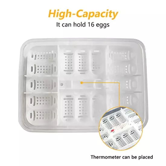 16 Grids Reptile Breeder Box Professional Plastic Reptile Breeding Box Hatching Incubator for Amphibians Snakes Lizards Turtles Tortoises Geckos with Eggs Tray Thermometer Not Included 6.6×4.8×2.4inch