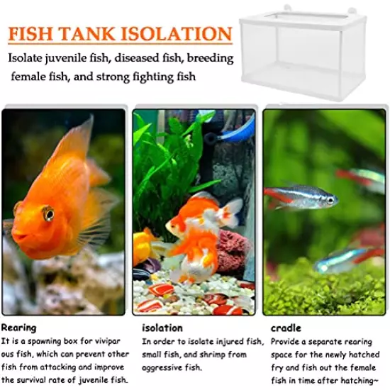 2 Pack Fish Hatchery Breeder Box - Large Size 10"x 6"x 6" Fish Tank Isolation/Nursery Box, Aquarium Fry Hatchery Separation Net Nylon Incubator Mesh with 4 Suction Cup for Newborn Small Fish