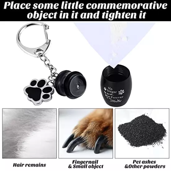 Tudomro Cylinder Cremation Urn Keychain Memorial Ashes Jewelry Pet Urns for Dogs Ashes Pet Cremation Jewelry Dog Ashes Keepsake Stainless Steel Pet Puppy Dog Paw Charm with Storage Bag for Memorial