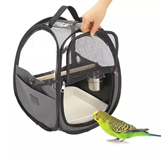 A4pet Bird Travel Carrier Parrot Carrier Transparent Breathable Bird Cage,Include Bottom Tray for Easy Cleaning