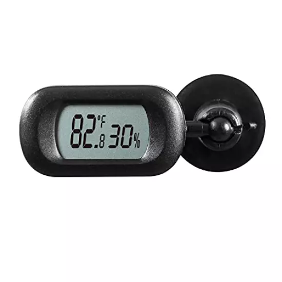 REPTI ZOO Reptile Terrarium Thermometer Hygrometer Digital Display 360 Degree Rotation With Suction Cup, 3-Sides Mounting