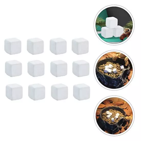 POPETPOP 12pcs Fish Tank Calcium Stone Natural Calcium Mineral Reptiles Molar Cube Calcium Supplement Grinding Rock Block for Freshwater Aquarium Tank White