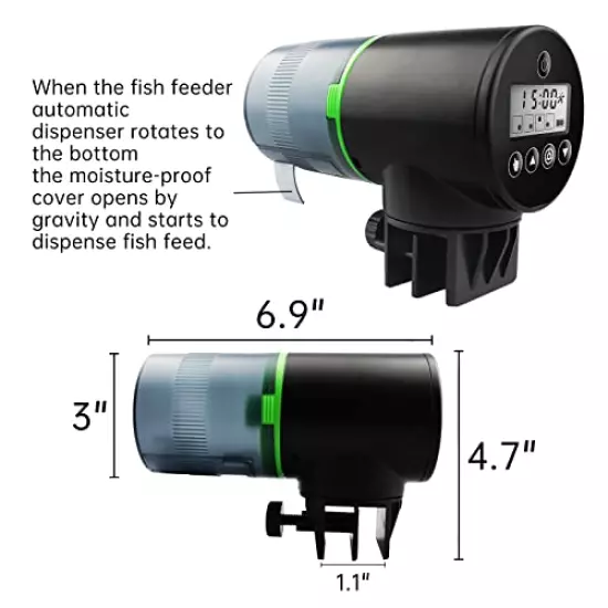 WITSJYA Automatic Fish Feeder for Aquarium, Programmable Electric Fish Food Dispenser for Small Tank, Big Aquariums & Pond - Feeders for Vacation