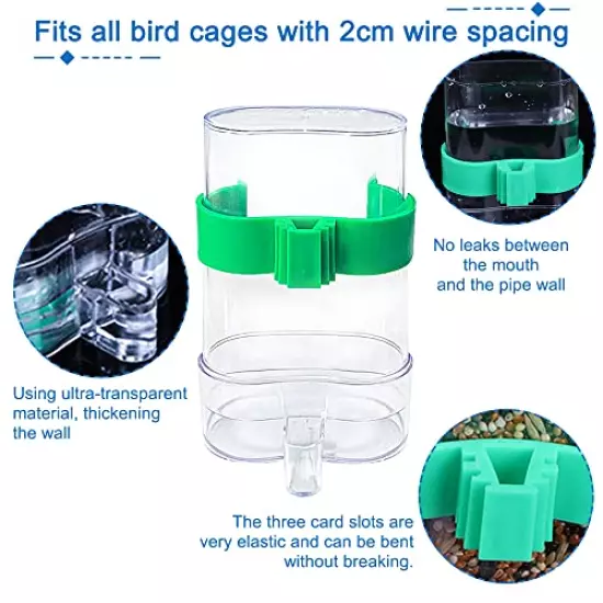 Hamiledyi No Mess Bird Feeders Automatic Parrot Feeder Drinker Acrylic Seed Food Container Parakeet Water Dispenser Cage Accessories for Lovebirds Budgies Canary Finch