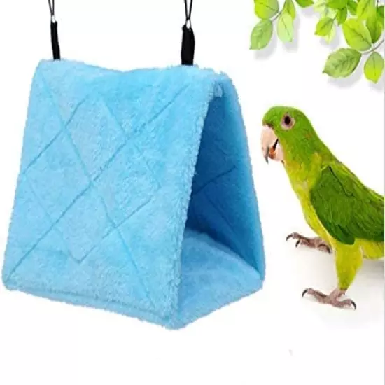 Magnoloran 2 Pack Warm Bird Nest House Bed Hanging Hammock Sleeping Bed Plush Hanging Snuggle Cave Happy Hut for Pet Parrot Parakeet Cockatiel Conure Cockatoo African Grey Macaw(Blue&Grey)