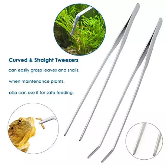 capetsma Aquascape Tools, Long Stainless Steel Aquarium Plant Tools Aquarium Tweezers Scissors Spatula Tool Set Bonsai Kit Algae Scrapers Aquarium Cleaning Kit for Fish Tank Starter kit