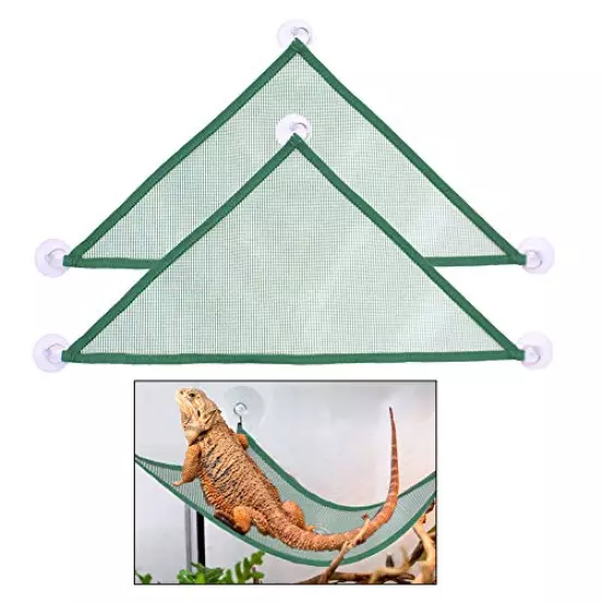 ADOGGYGO Bearded Dragon Lizard Hammock Reptile Hammock Lounger Ladder Bearded Dragon Hammock Accessories For Bearded Dragons Geckos Lizards Reptile Green