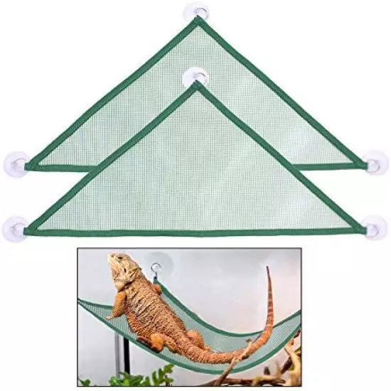 ADOGGYGO Bearded Dragon Lizard Hammock Reptile Hammock Lounger Ladder Bearded Dragon Hammock Accessories For Bearded Dragons Geckos Lizards Reptile Green