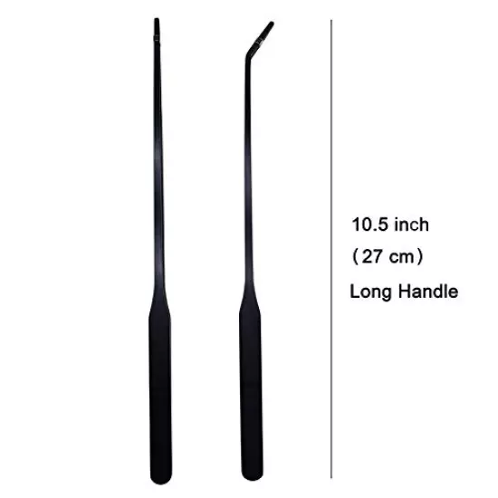 DEECOOYA Aquarium Tweezers Stainless Steel Straight and Curved Tweezers Set for Fish Tank Aquatic Plants Long Handle Reptile Feeding Tongs,10.5 inch Black