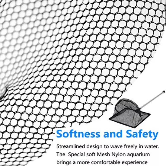 Grepol-V Fish Net for Fish Tank, Fine Mesh Aqurium Net with 9-24 Inch Stainless Steel Long Handle, Extendable Fishing Tank Net for Fish Shrimp Tank, Pond, Creek