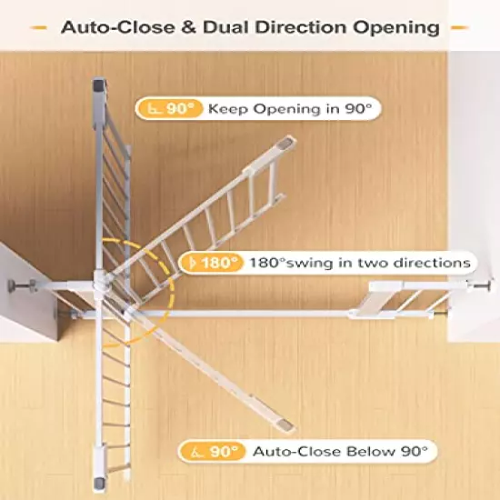 Tokkidas 29.5"-40.6" Auto Close Baby Gate, Extra Wide Child Gate with Door, Easy Walk Thru Dog Gate for Stairs, Doorways, House, Includes 2.75" & 5.5" Extension, Pressure Mounted Kit NO Drilling