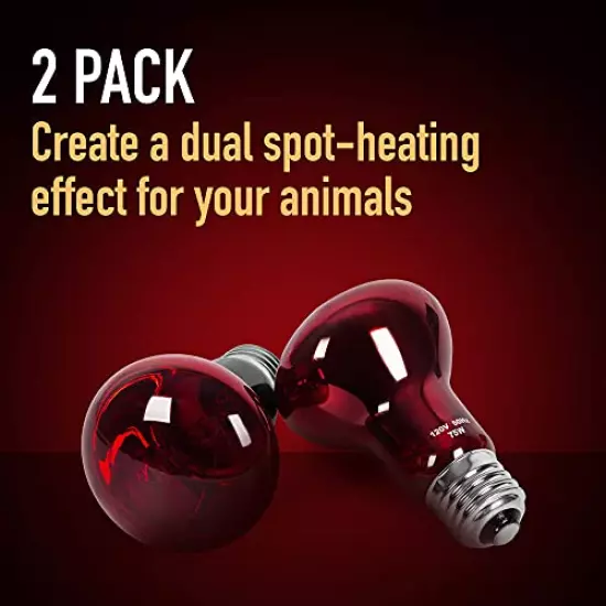 IMPRESA [2-Pack]‌ ‌75‌ ‌Watt‌ ‌Infrared‌ ‌Heat‌ ‌Lamp Bulb‌ ‌for‌ ‌Reptiles‌ ‌-‌ ‌‌ Keeps‌ ‌Your‌ ‌Animals‌ ‌Warm‌ ‌-‌ ‌Red‌ ‌Heat‌ ‌Lamp‌ ‌Bulb‌ ‌Compatible‌ ‌with‌ ‌a‌ ‌Variety‌ ‌of‌ ‌Enclosures‌