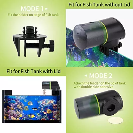 Ycozy Automatic Fish Feeder Rechargeable with USB Cable Moisture-Proof Intelligent Electric Fish/Turtle Feeder for Aquarium & Fish Tank Intelligent Timer Fish Food Dispenser for Vacation | Navi-EV