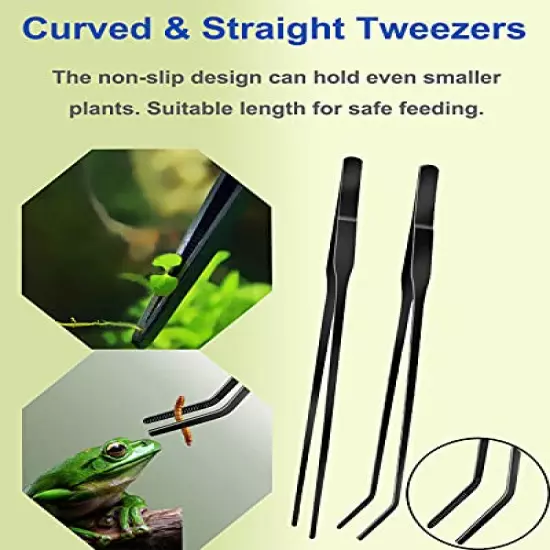 4Pcs Aquascaping Tools Kit, Long Stainless Steel Aquarium Plant Tools with Black Anti-Rust Coating, Aquarium Tweezers, Scissors, and Scrapers for Aquascaping Cleaning（Free Magnetic Tool Holder）